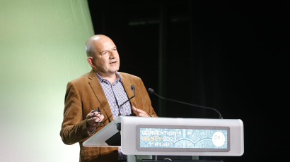 Laurent Goyard au pupitre de la Convention 2023 de la FOPH