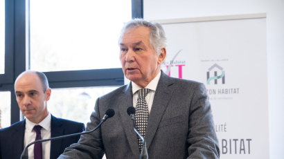 Marcel Rogemont lors de l'inauguration du siège de Versailles Habitat en 2024