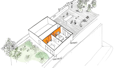 Croquis d'architecte de la future résidence égalitaire de Val d'Oise Habitat